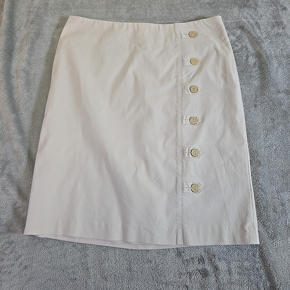 J. McLaughlin Skirt Womens 6 Beige Serina Pencil‎ Skirt Casual Preppy Workwear
